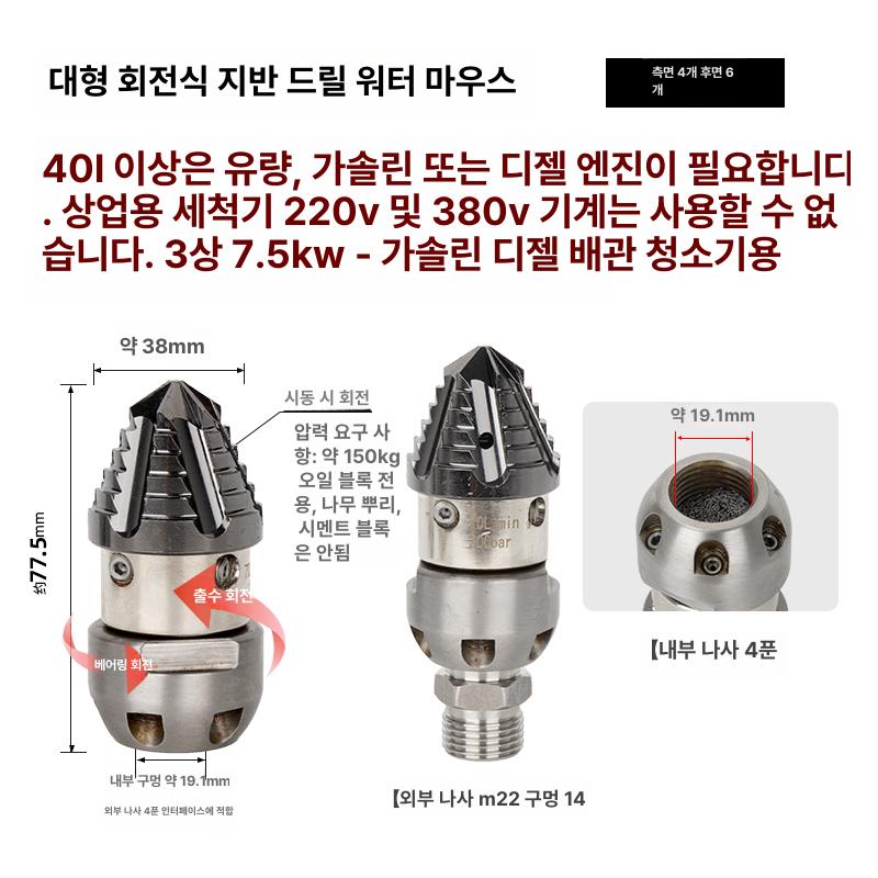 하수구 노즐 식당 분무기 분사 고압호스 압력 막힌 가정용 물청소 고압세척기 - 상세 이미지 5