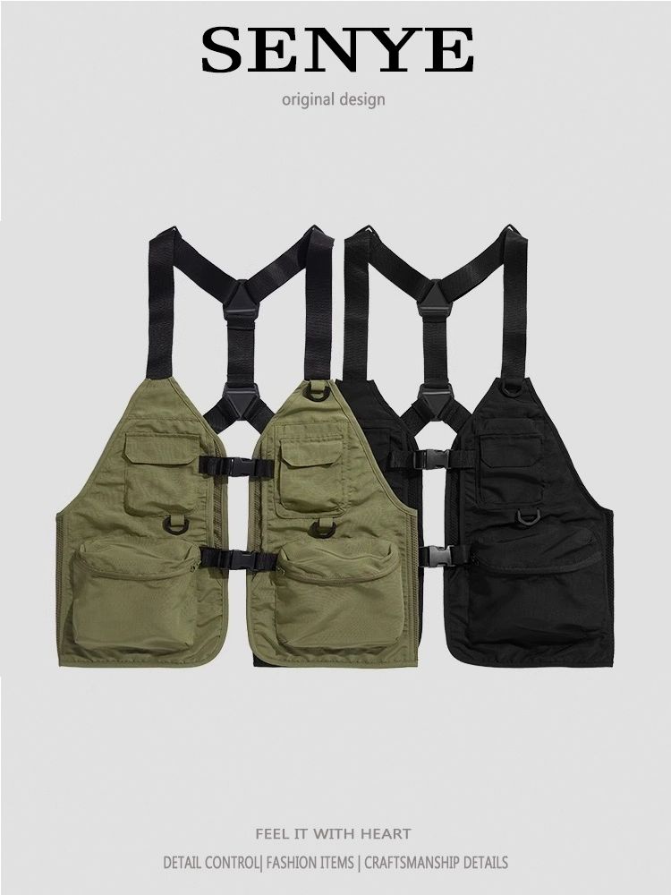 멀티포켓 경량 작업조끼 남성 기능성 밀리터리 스타일 힙합 캐주얼 조끼 - 상세 이미지 2