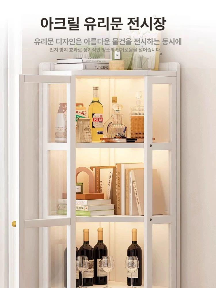 장식장 코너진열장 다층 거실 주방 책장 엔틱 술 두꺼워진 인테리어 도어 수납장 진열장 장 - 상세 이미지 3
