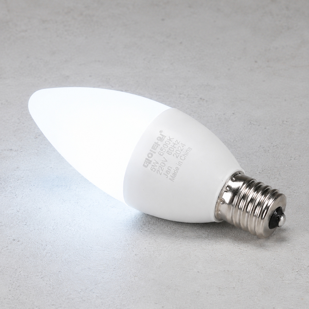LED 촛대구 불투명 5W E17 주광색 6500K 촛불 꼬마 전구 램프 데이타임 - 상품 이미지