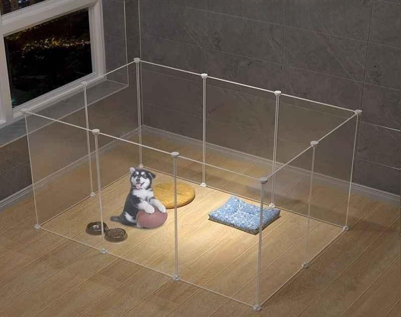 강아지 투명 울타리 애견 가림막 펜스 안전문 칸막이 고양이 견사 - 상품 이미지