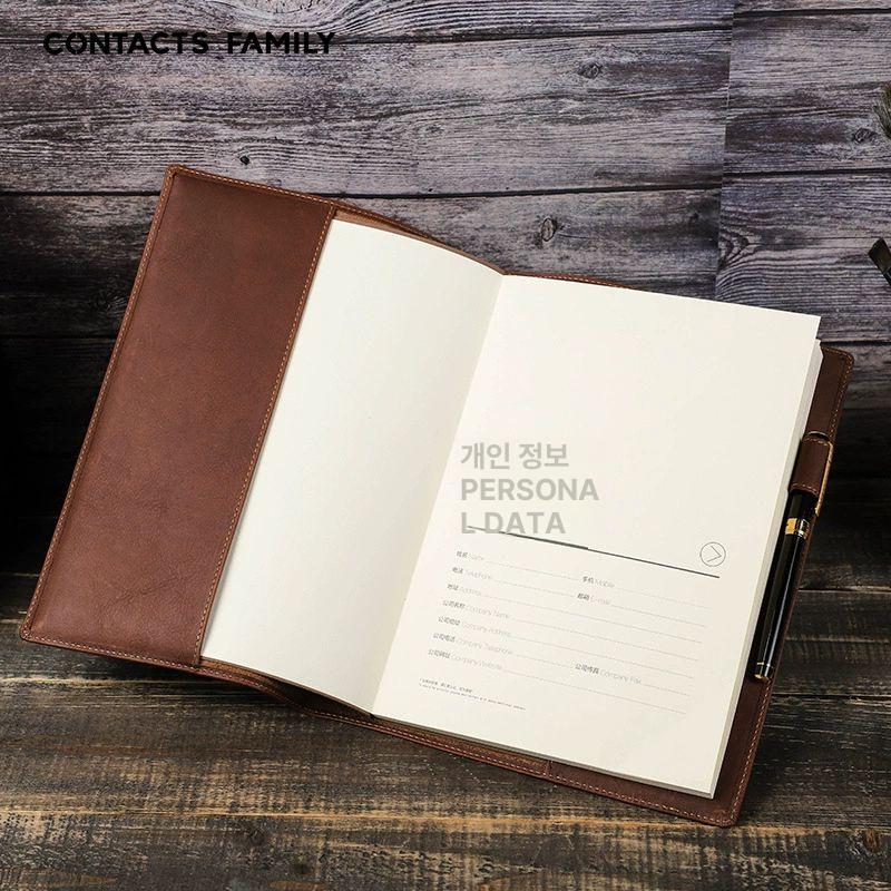 가죽 다이어리 커버 B5 무지 앤티크 가죽 일기장 노트북 커버 직장인 학생 수첩 - 상세 이미지 4