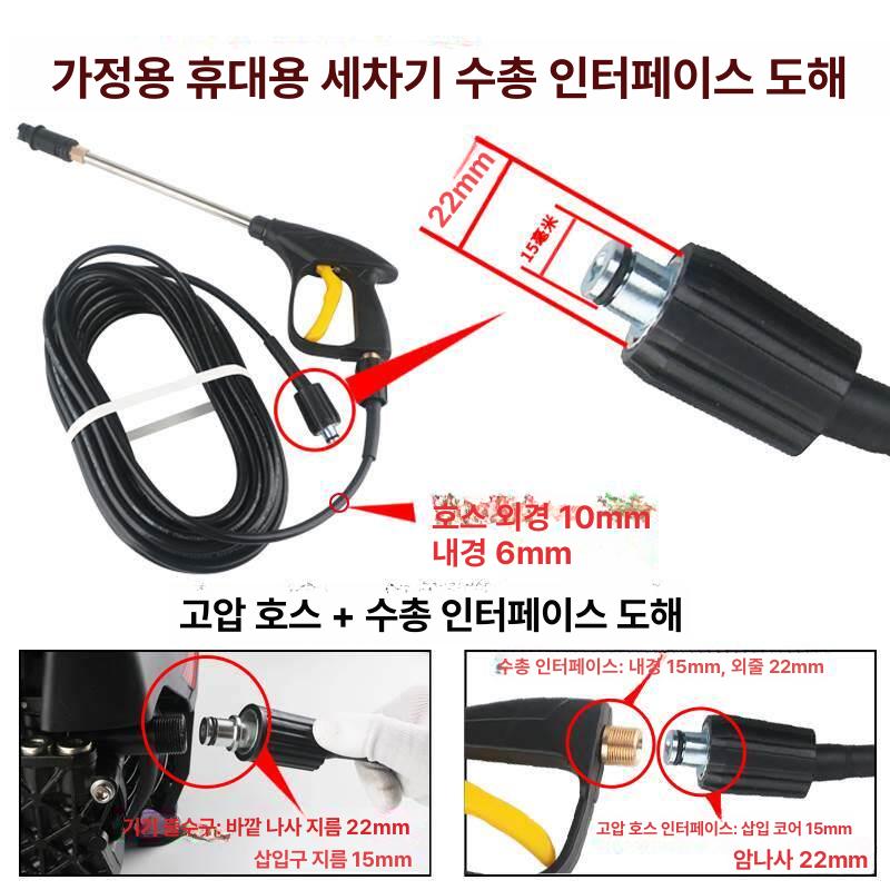 물호스 고압세차기 정원용 마당 워터건 세척 물청소 청소용 고압분사기 노즐 물총 - 상세 이미지 5
