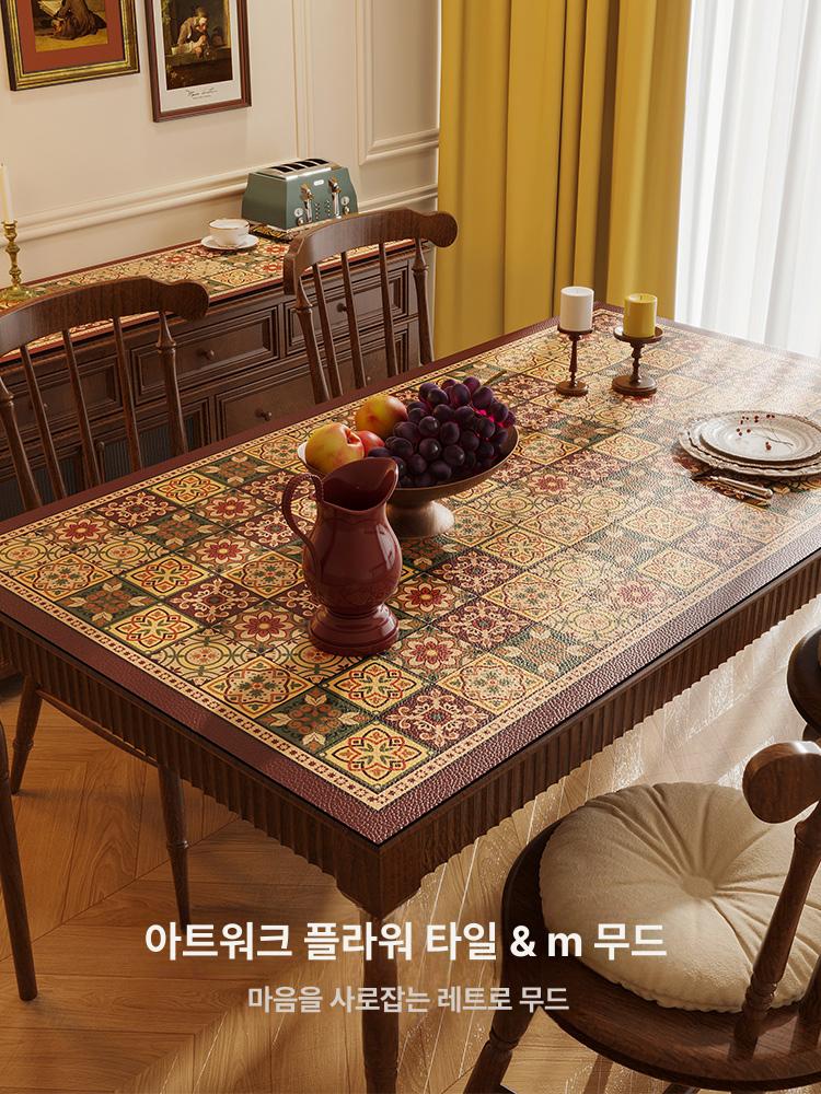 대형 식탁보 방수 복고풍 사각 식탁커버 방수테이블보 티 커버 테이블 깔개 일회용 - 상세 이미지 3