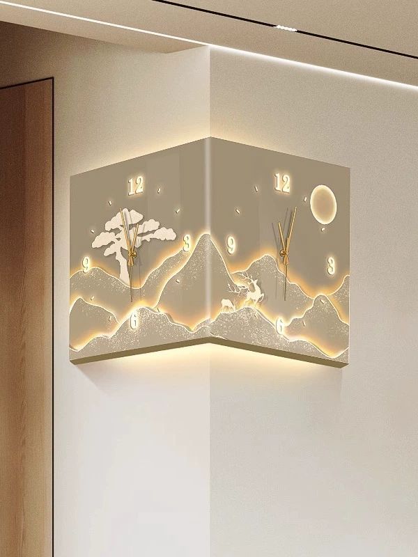 고급 전자벽시계 LED 심플 인테리어 디지털 디자인 백라이트 모던 아트월 양면벽시계 - 상품 이미지