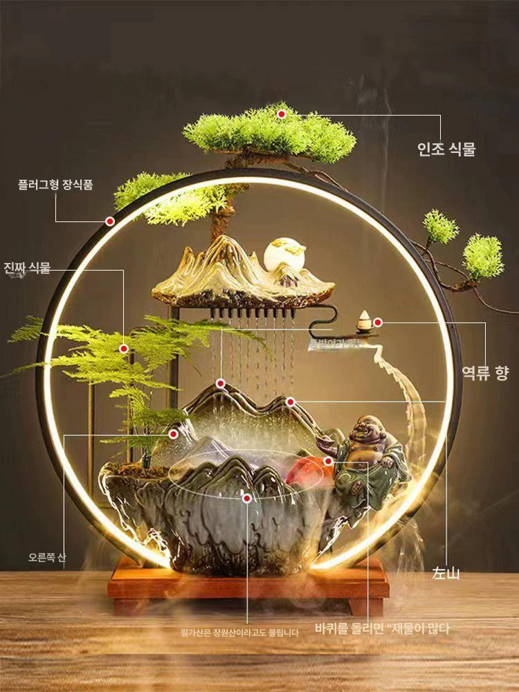 조명 분수대 인테리어 실내 분수 물소리 실내분수대 거실 가습기 인공폭포 대형 미니 소형 - 상세 이미지 2