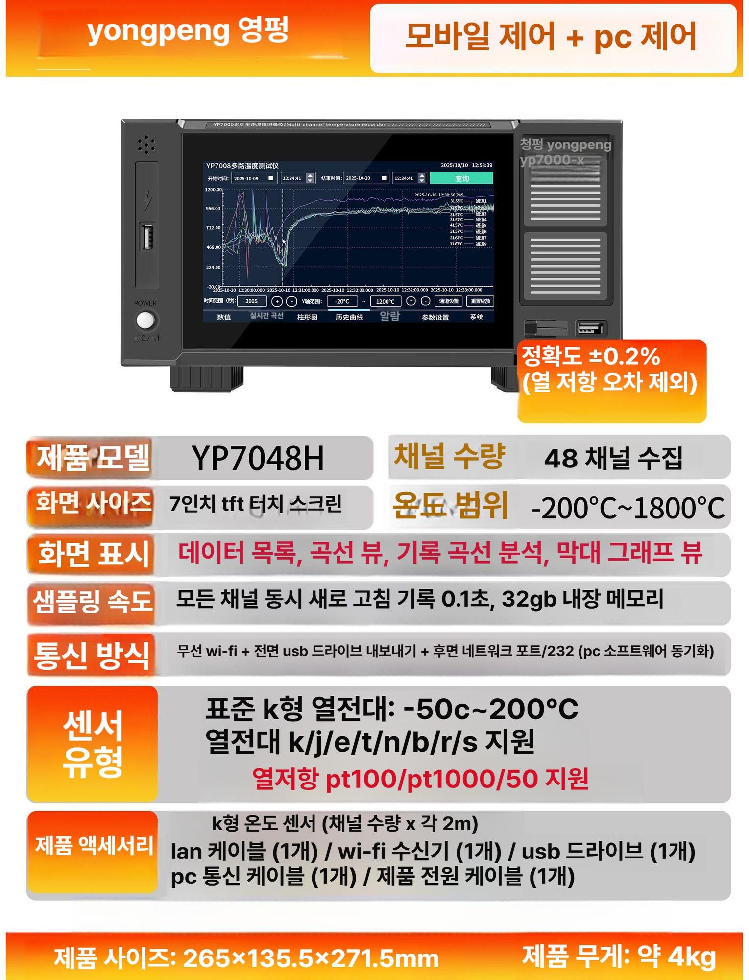 다중 기록계 온도 정밀 열전대 수치 채널 센서 알람 온습도 테스터 검사기 데이터로거 장비 - 상세 이미지 5