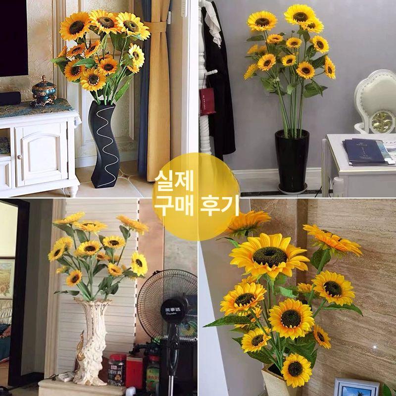 해바라기 조화꽃 플라워트리 한송이 꽃다발 금전운 개업선물 인조꽃 풍수인테리어 - 상세 이미지 4