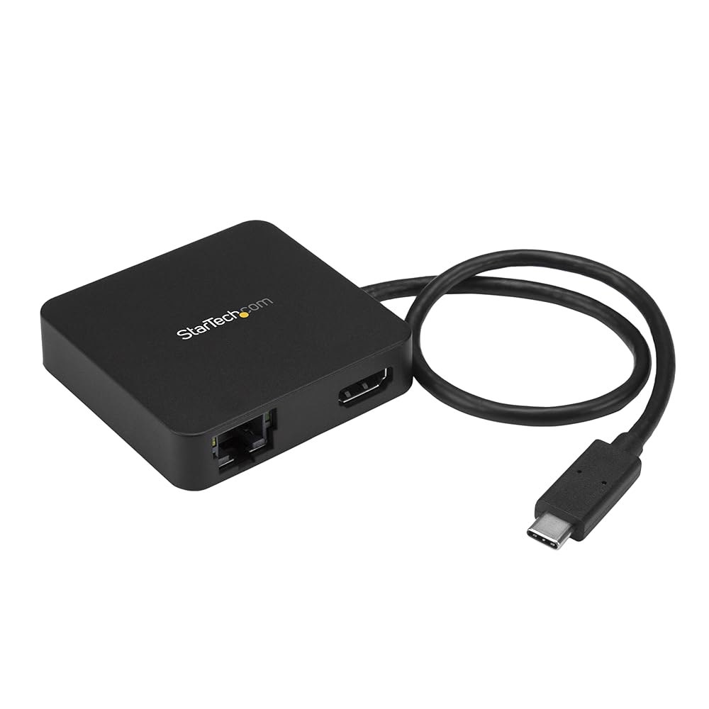 StarTech.com USB C 비디오 3.0 이더넷, 타입C 미니 4K USBC) 허브(USBA 도크 HDMI 멀티포트 Thunderb 1x USBC 어댑터 기가비트 - 휴대용 - 상품 이미지
