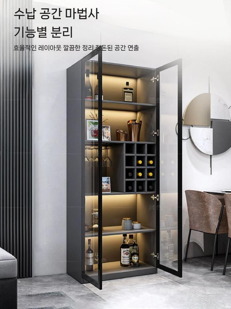 고급 주류진열장 LED 와인보관 홈바 술수납장 담금주 원목 진열장 주류 위스키진열장 조명 - 상세 이미지 2