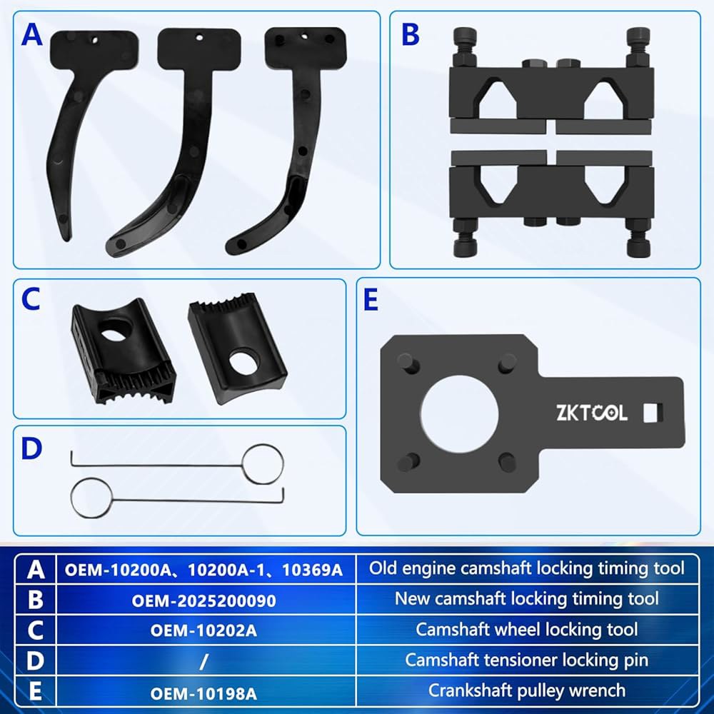 ZKTOOL 10PC 캠샤프트 펜타스타 타이밍 체인 공구 및 고정 공구, 크랭크샤프트 풀리 렌치, 폭스바겐 크라이슬러 지프 닷지 그랜드 체로키 랭글러 V6 3.6L, OEM 102 - 상세 이미지 2