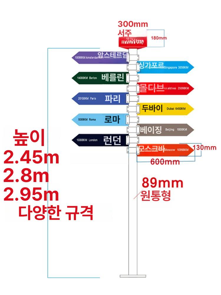 안내판 이정표사인 야외 사인보드 공원 도로 표시판 화살표 방향표지판 길찾기 - 상세 이미지 3