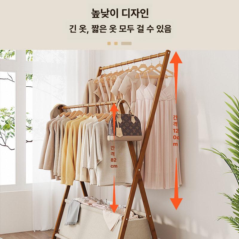 스탠딩옷걸이 행거 철제 이동식 침실 이동식행거 스탠드 코트 드레스룸 코너 선반 - 상세 이미지 4