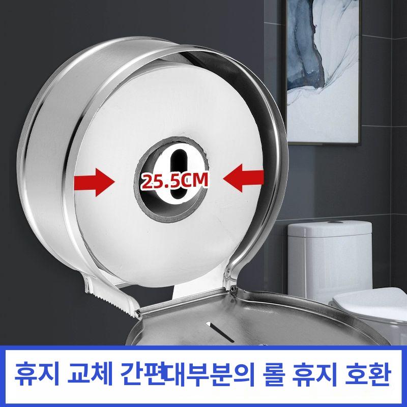 업소용 점보롤 화장실휴지 벽걸이 디스펜서 스테인리스 투명 케이스 걸이형 - 상세 이미지 3