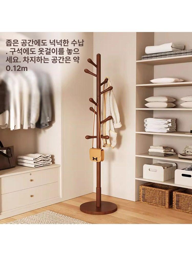 이동식 스탠드 침실 북유럽 방 모던 원룸 바퀴 다용도 원목행거 간이 실내 현관 - 상세 이미지 4