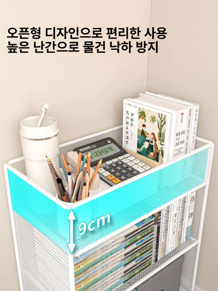다층 이동식책장 도서관 학생 깊이 북카트 북트롤리 수납 책선반 서재 - 상세 이미지 3