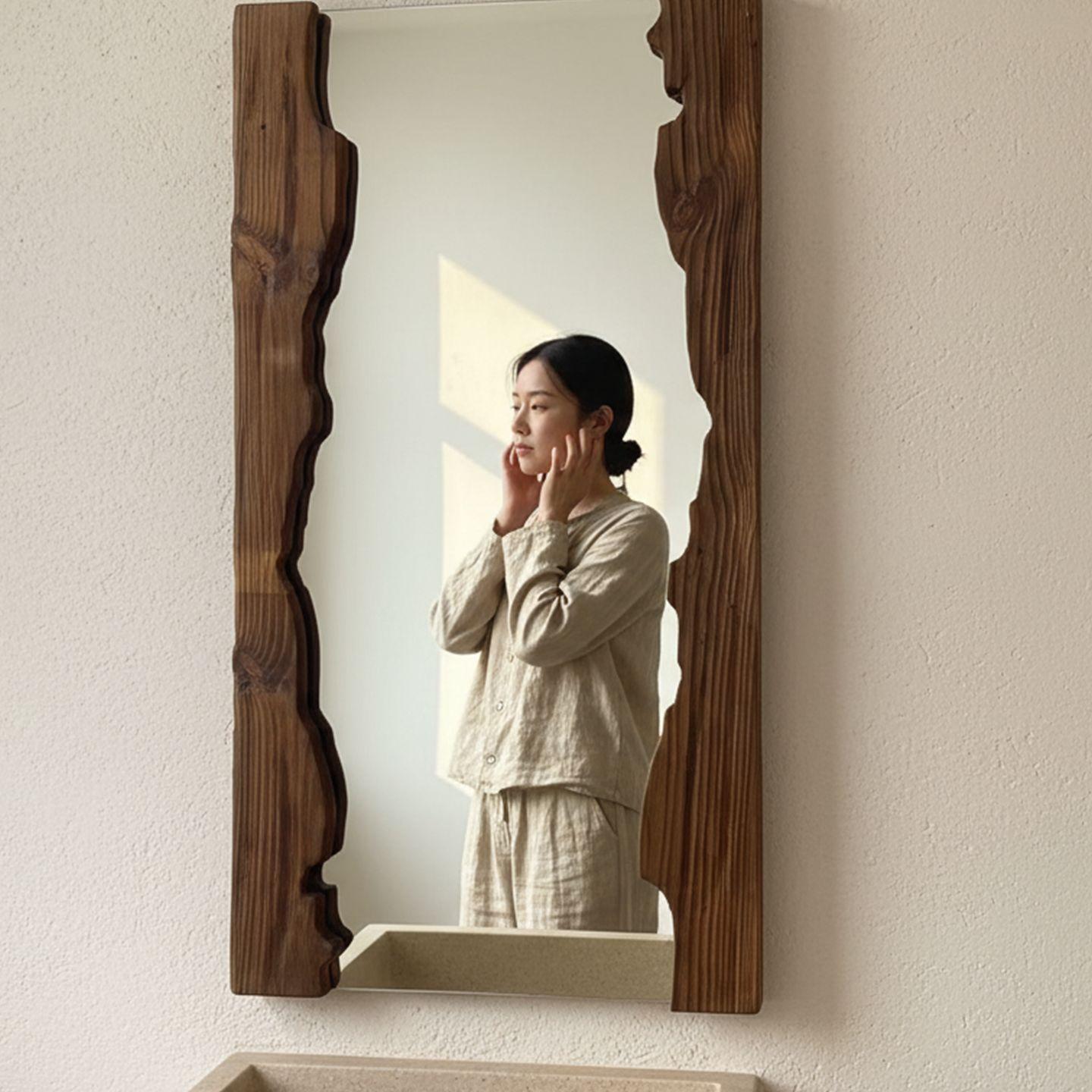 원목 엔틱전신거울 빈티지 북유럽 미러 현관 고급 피팅 레트로 거실 스탠딩 고정 - 상세 이미지 4