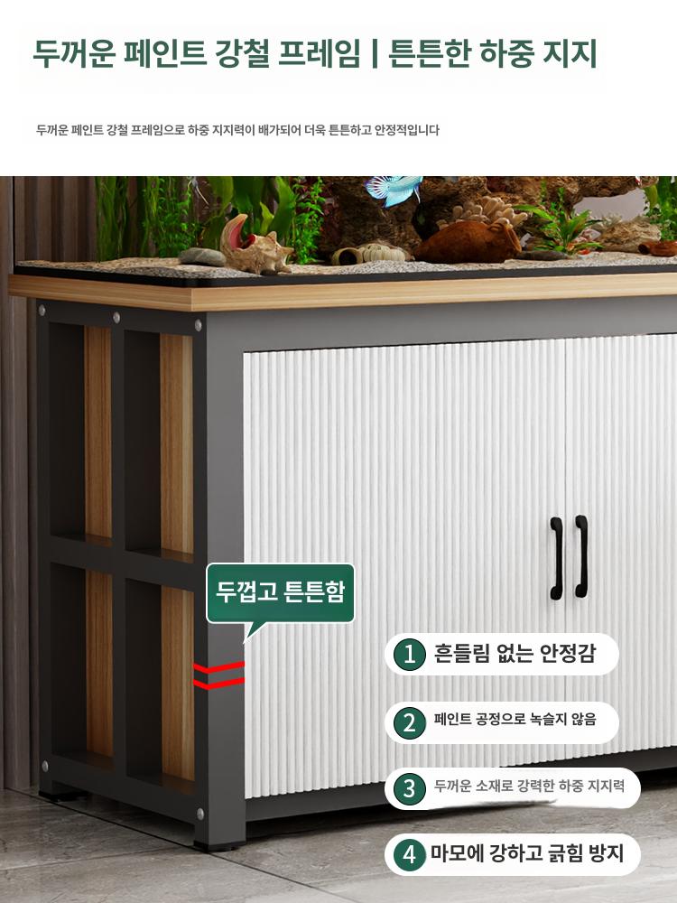 축양장 어항받침대 3자 거실 수납장 라이트월넛 튼튼한 거치대 광폭 구피 높은 수조 정리대 - 상세 이미지 5