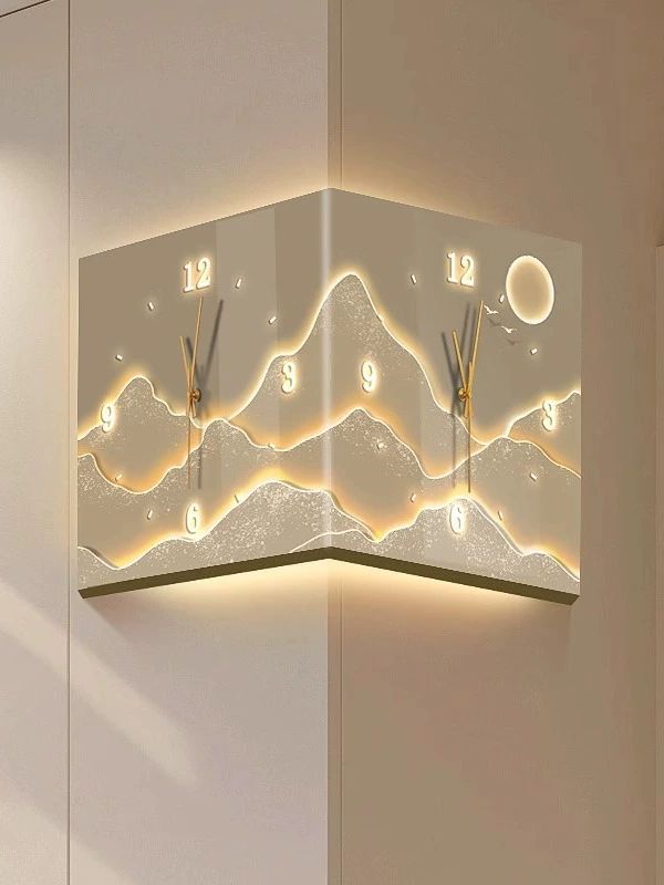 고급 전자벽시계 LED 심플 인테리어 디지털 디자인 백라이트 모던 아트월 양면벽시계 - 상세 이미지 3
