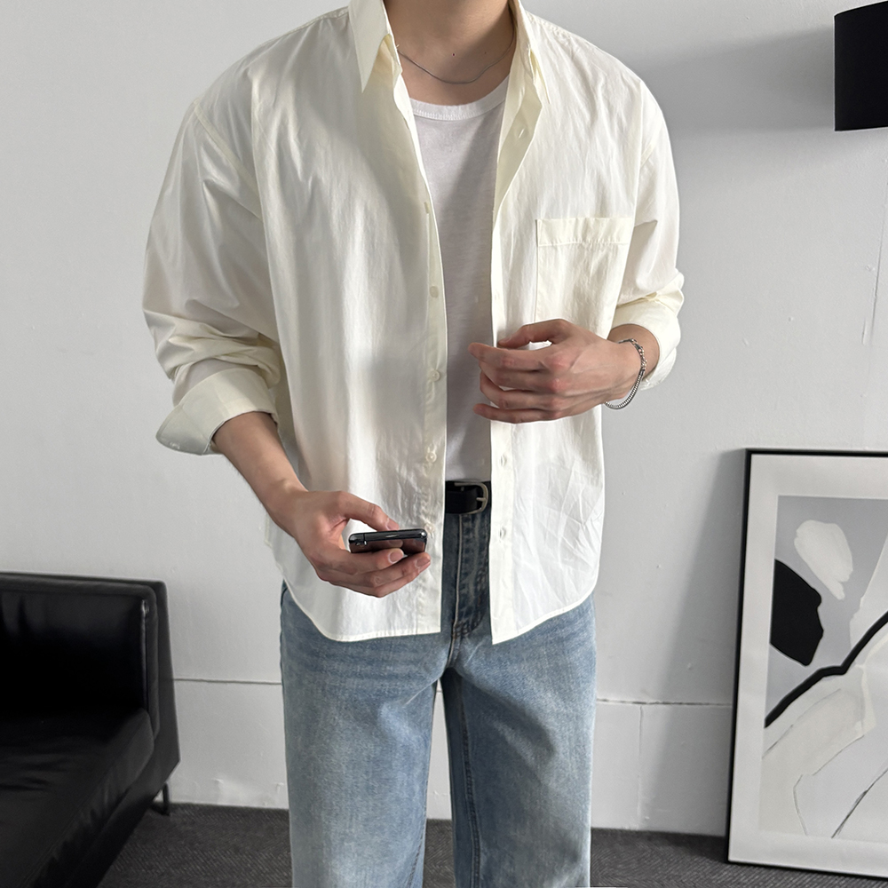 남자여름셔츠 크롭 남자와이셔츠 남성셔츠 - 상세 이미지 2