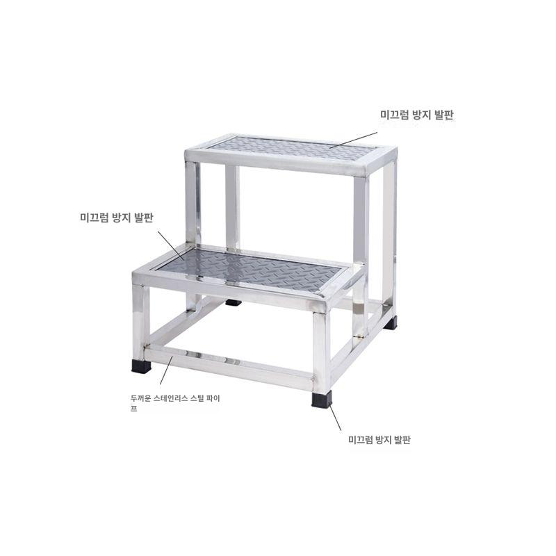 스테인레스 이동식 사다리 난간 작업용 디딤대 계단형 스텝 창고용 산업용 안전발판 - 상세 이미지 5