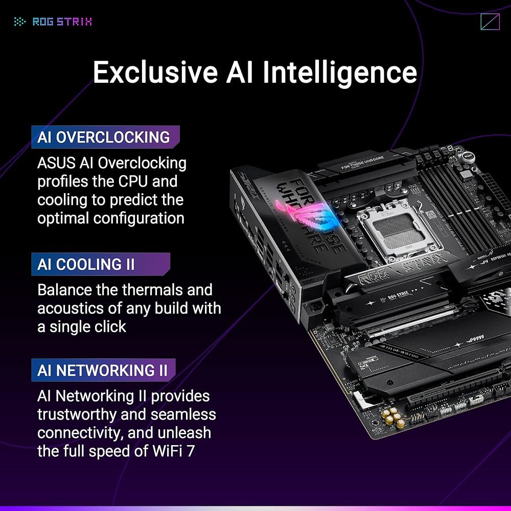 ASUS ROG Strix X870E-E 게이밍 WiFi AMD AM5 X870 ATX 마더보드 18+2+2 전원 스테이지, 다이내믹 OC 스위처, 코어 플렉스, DDR5 AEMP - 상세 이미지 2