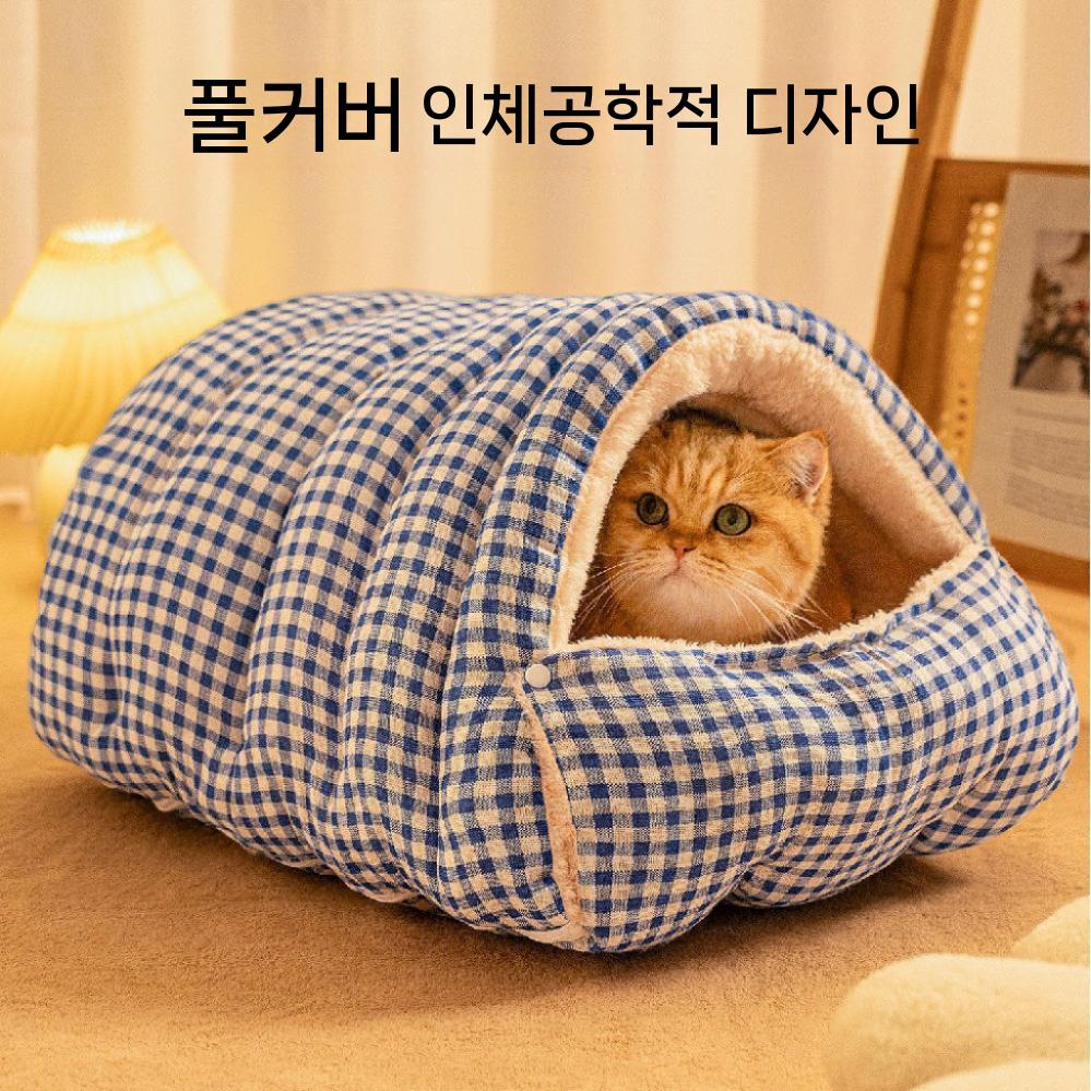 숨숨하우스 겨울 코듀로이 터널형 골덴 고양이 급식소 숨숨집 강아지집 사계절 보온 - 상세 이미지 4