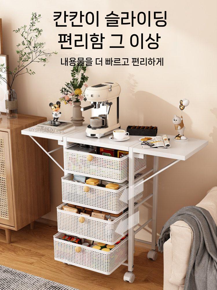 이동식 트롤리 철제 다용도 바퀴달린 수납장 주방 서랍 바퀴형 메쉬 틈새선반 슬림 수납함 - 상세 이미지 2