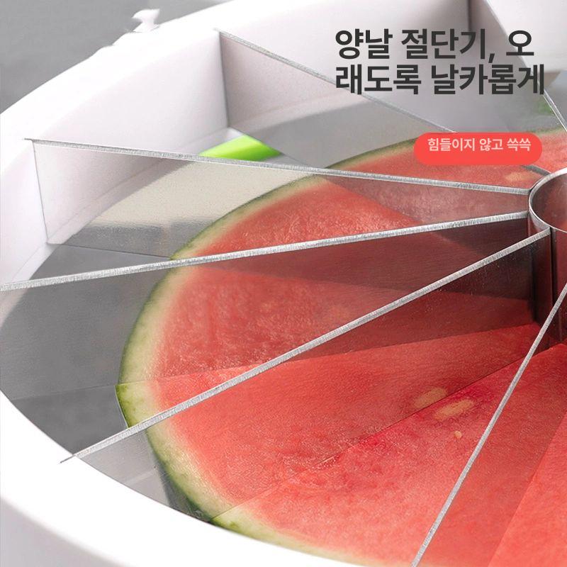 대형 수박 컷팅기 과일 과육 멜론 절단기 스테인레스 자르는칼 포크 슬라이서 메론 커터 - 상세 이미지 4