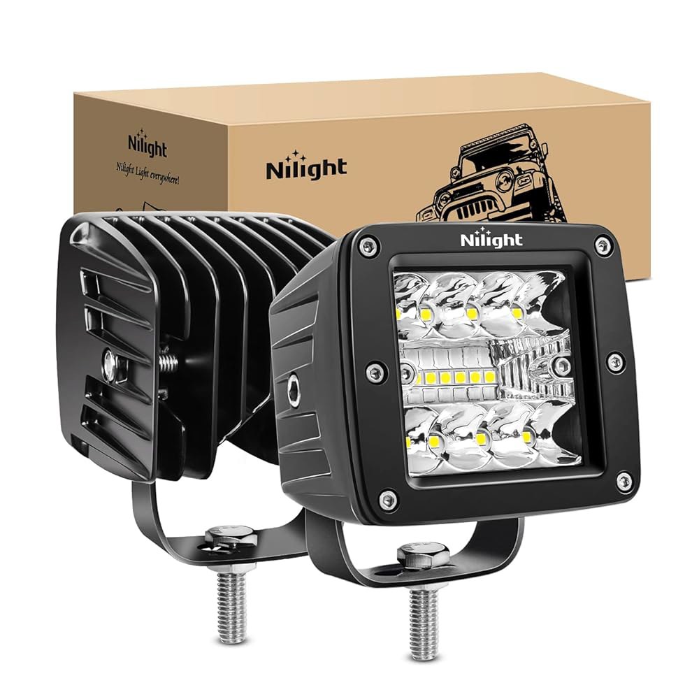 트럭 픽업 골프 카트 SUV ATV UTV 4x4 밴 캠퍼를 위한 Nilight LED 포드 2Pcs 3인치 42W 큐브 스팟 플러드 콤보 사각형 주행 안개 오프로드 작업 조명 - 상품 이미지