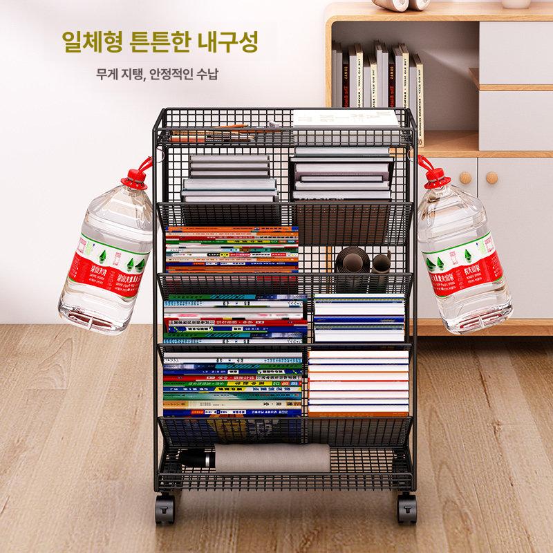 책상옆 책꽂이 이동식 양면 양면베스트셀러 선반 대형 서류 바퀴 수납장 수납선반 책장 옆 - 상세 이미지 4