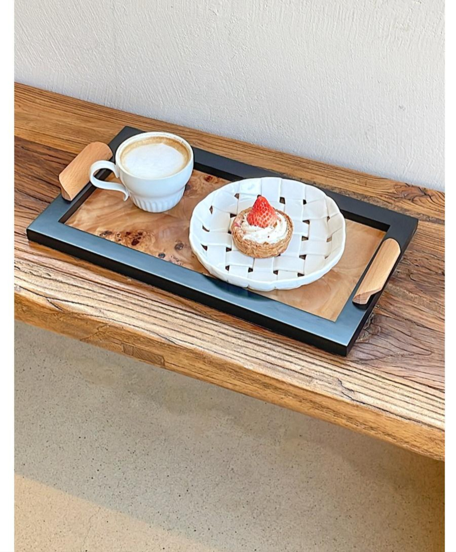 사각찻잔받침대 원목트레이 우드 차트레이 홈카페 컵받침대 쟁반 빈티지 원목재질 - 상품 이미지