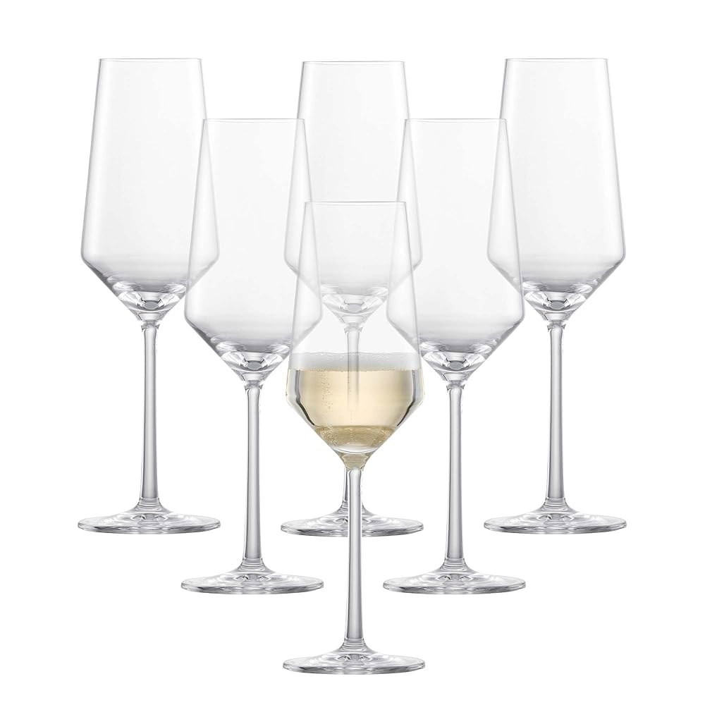 ZWIESEL GLAS 퓨어 샴페인 잔(6개 세트), 발포 포인트가 있는 플루트, 식기세척기 사용이 가능한 트리탄 크리스탈 글래스, 독일산(10온스) - 상품 이미지