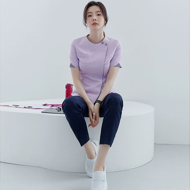 스크럽 간호복 병원 상의 수술복 크루넥 여성용 쿨스판 간호사유니폼 남자 - 상품 이미지