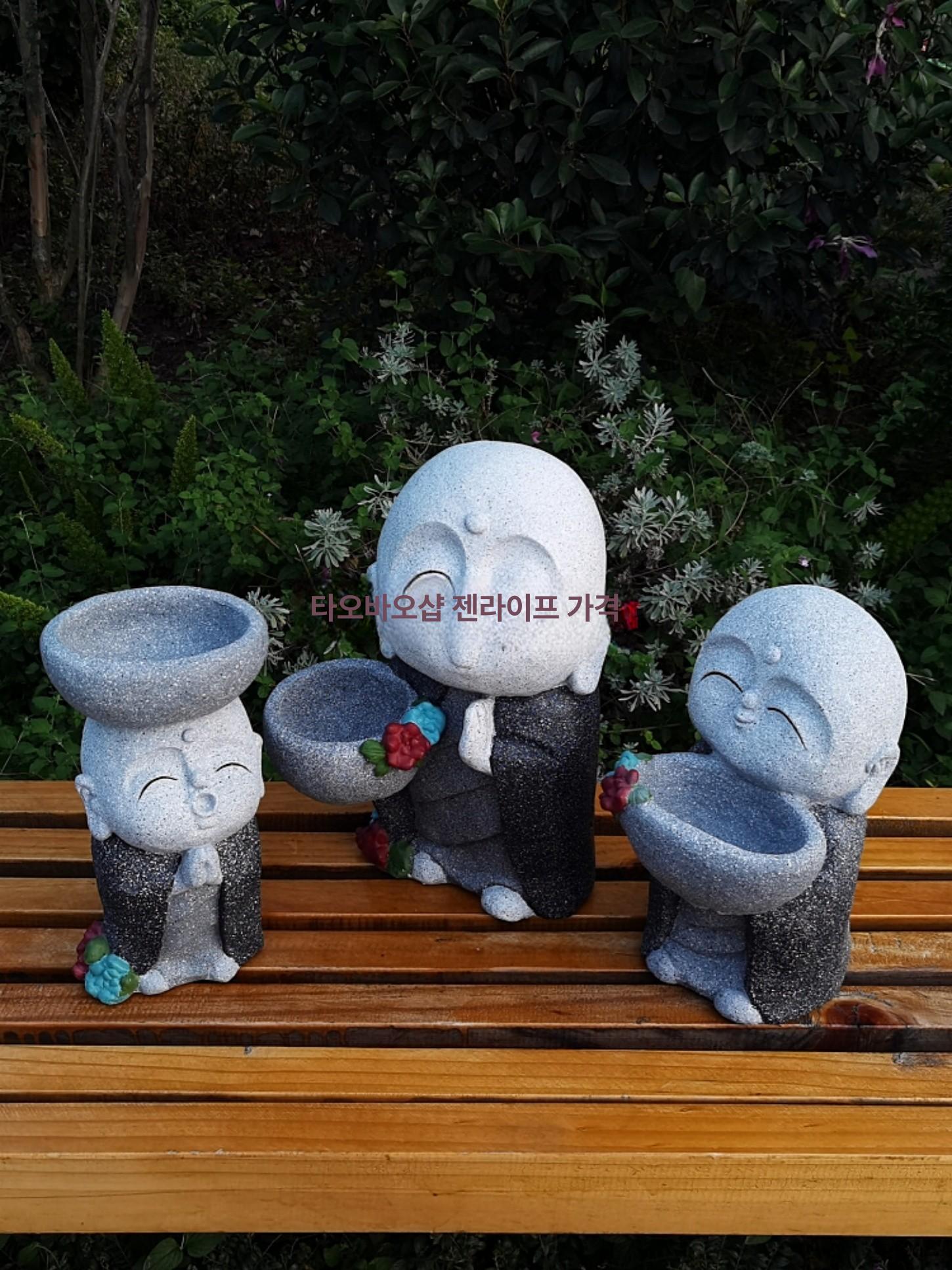 부처님 동자 돌 조각상 정원 야외 실내 불교 인테리어 장식품 미니 석상 다크그레이색 상품 이미지