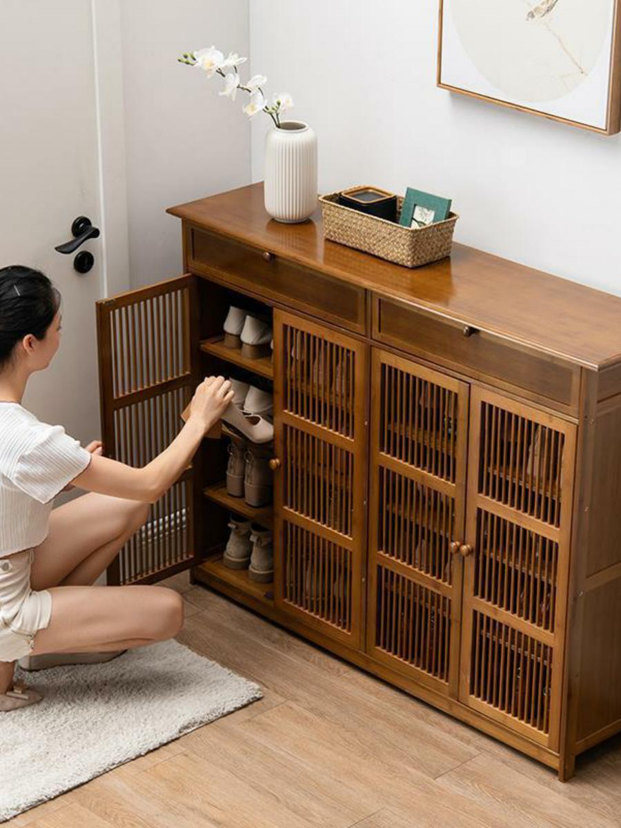 원목 신발장 수납장 강아지 애견 인테리어 정리대 현관장 다층구조 호두 다기능 - 상품 이미지