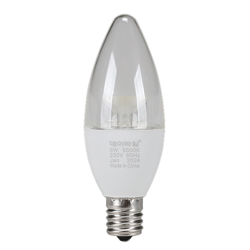 LED 촛대구 투명 5W E17 주광색 6500K 촛불 꼬마 전구 램프 데이타임 - 상세 이미지 2