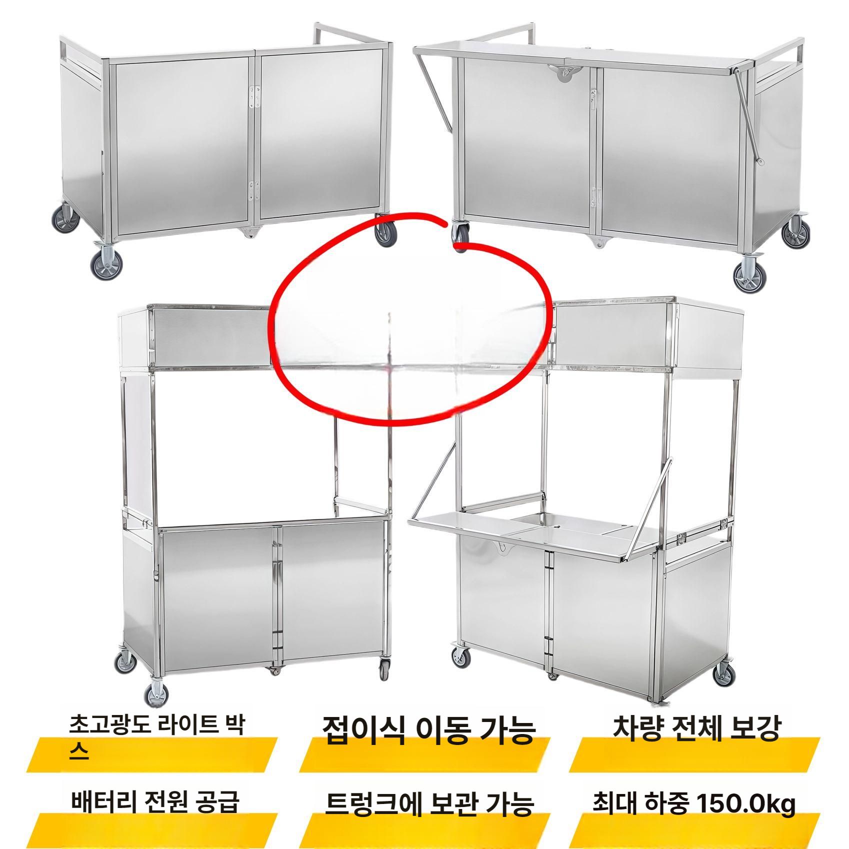 이동식 노점 가판대 진열 야시장 포장마차 수레 판매대 카트 장사 분식 붕어빵매대 - 상세 이미지 2