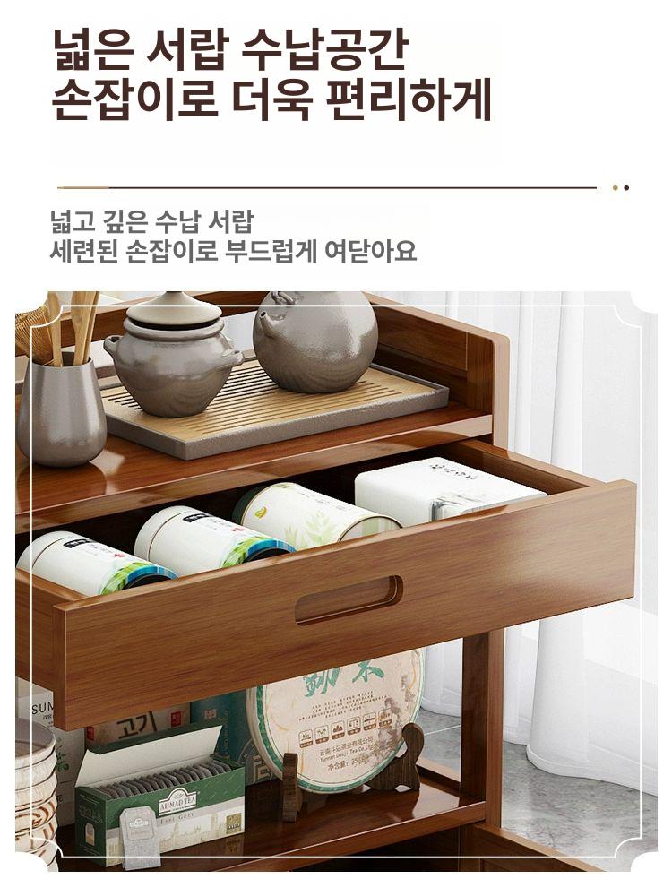 주방수납가구 원목수납장 거실 그릇장 원목 진열장 모던 벽 식당용 찬장 거실장 틈새 사이드 - 상세 이미지 4
