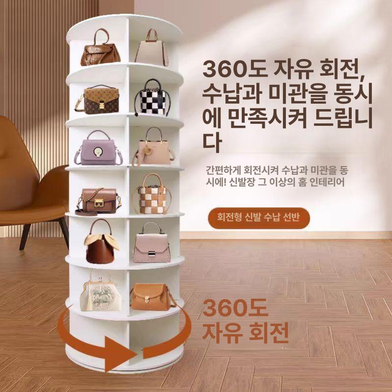 회전 신발장 원형 현관 수직 틈새 보관함 코너 선반 럭셔리 디자인 인테리어 - 상세 이미지 3