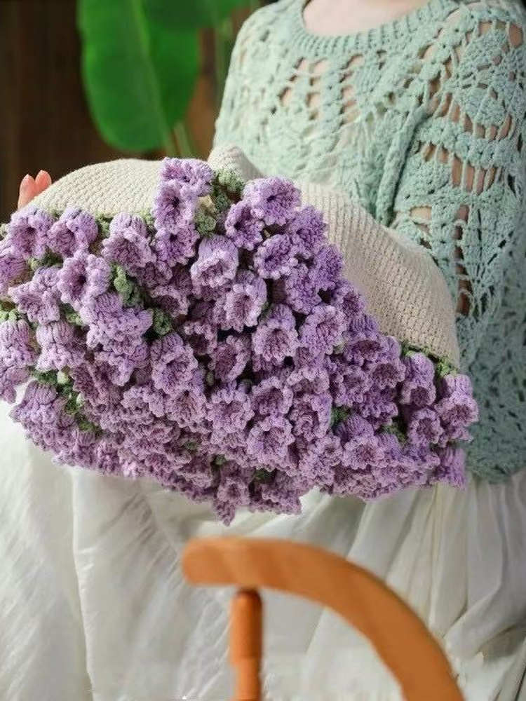 꽃무늬 손뜨개 담요 장미 그라데이션 뜨개질 블랭킷 실내용 침구류 겨울용품 - 상세 이미지 2