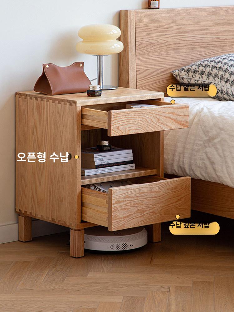 선반 침대협탁 캐비닛 수납장 서랍형 침대옆 모던 북유럽 우드협탁 침대서랍장 - 상세 이미지 3