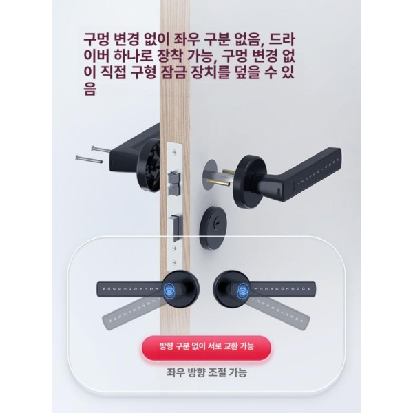 프리미엄 스마트 셀프 번호키 지문인식 카드키 도어락 기능 Tuya스마트앱분리형블랙모바일관리 - 상세 이미지 3