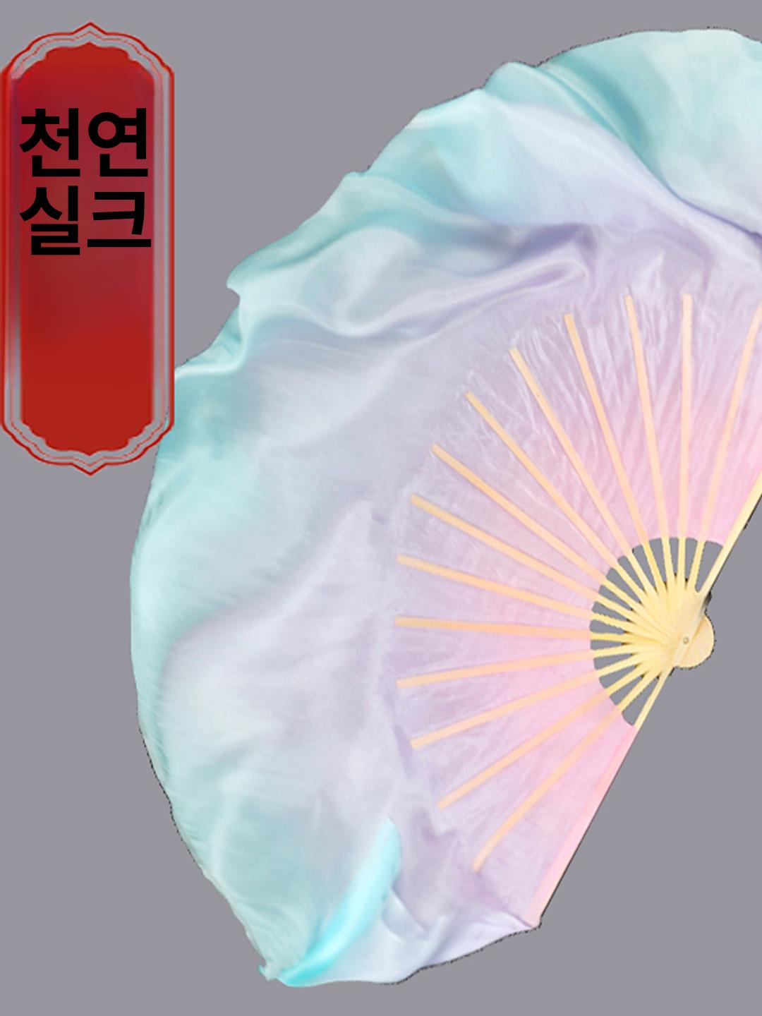 전통무용 너슬부채 실크 화려한 댄스 한국무용 파스텔톤 뼈 학예회 전통부채춤 전통춤 - 상세 이미지 3