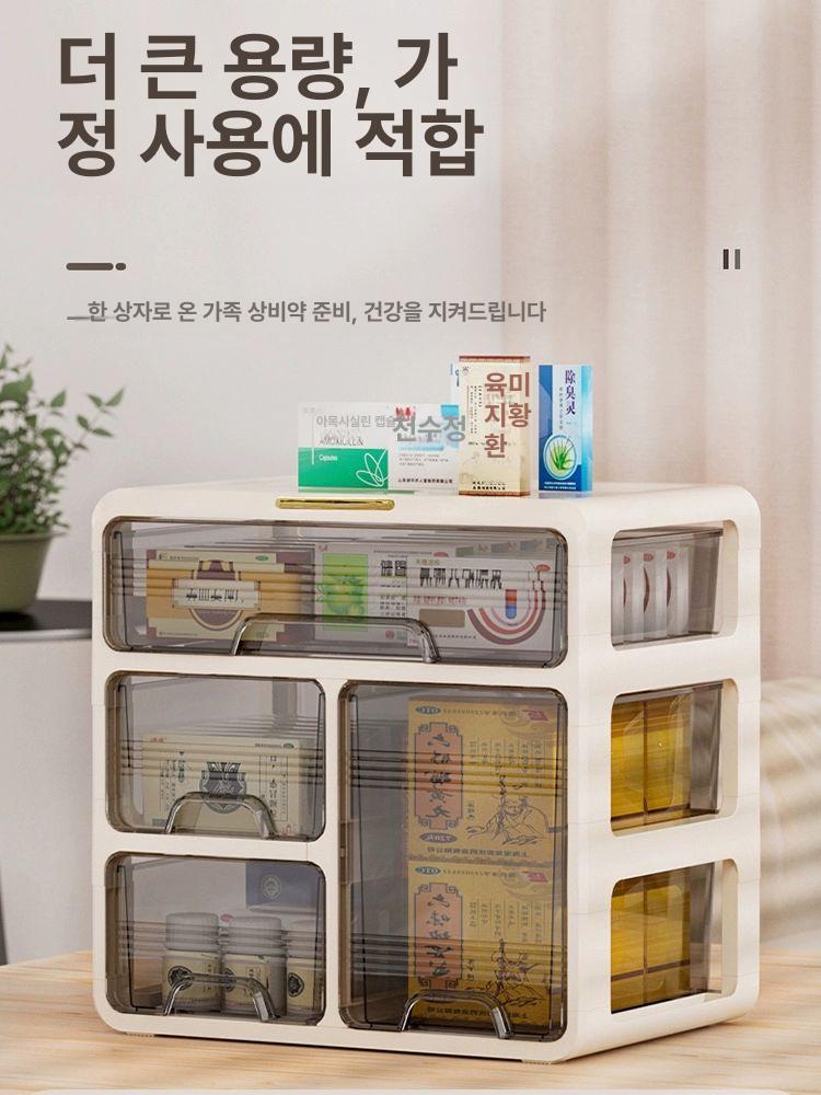 약보관함 약정리수납장 적층 수납함 약서랍장 다용도 약통정리함 클래식형 의약품 - 상세 이미지 4