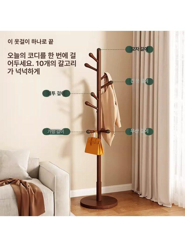 이동식 스탠드 침실 북유럽 방 모던 원룸 바퀴 다용도 원목행거 간이 실내 현관 - 상세 이미지 3