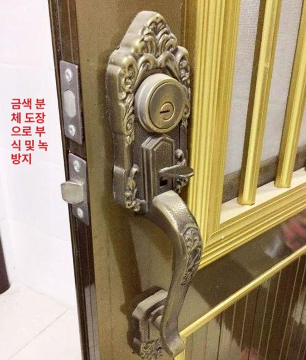 옛날 현관문 손잡이 엔틱 잠금 강화도어 키 도어락 잠금장치 범용 황동 현관 푸시 열쇠 - 상세 이미지 2