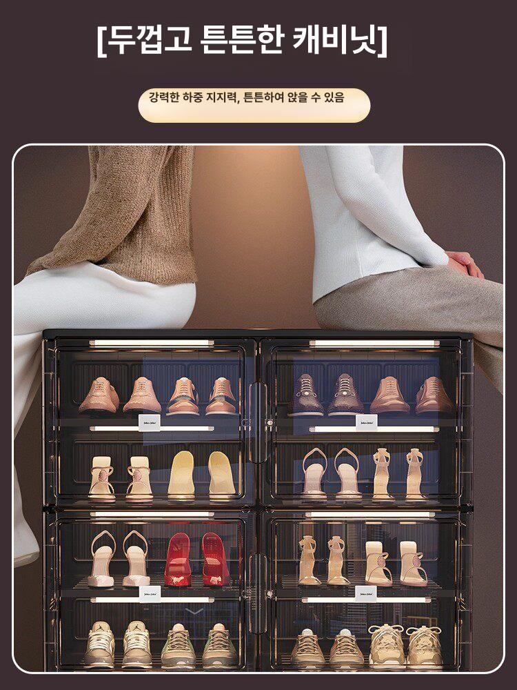 접이식 정리함 투명 현관 랙 구두 슈케이스 수납 신발장 박스 선반 옷장용 보관 도어 이미지 6