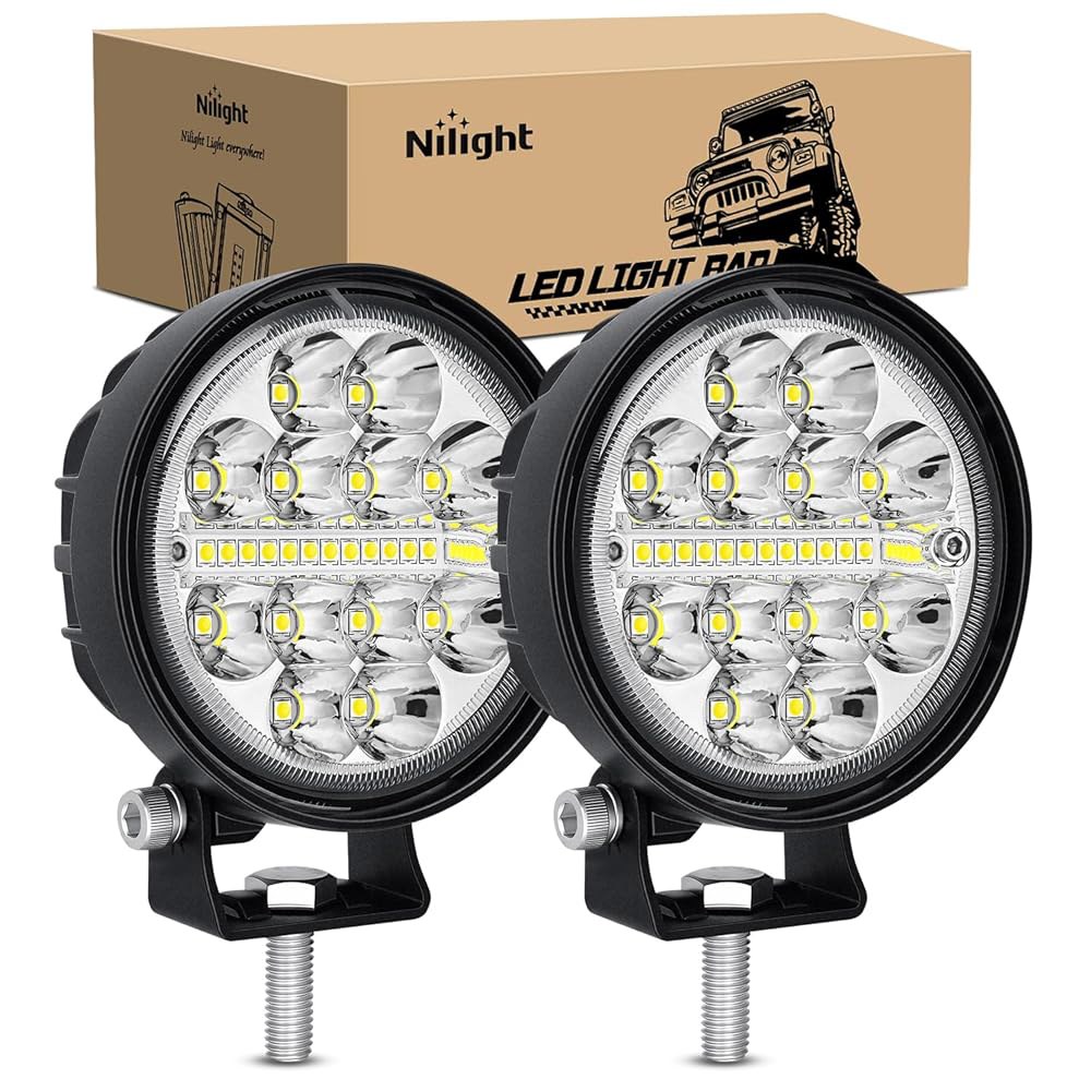 Nilight LED 라이트 포드 2PCS 3인치 36W 원형 업그레이드 스팟 플러드 콤보 빔 드라이빙 포그 워크 백업 범퍼 루프 조명, 오프로드 픽업 트럭 ATV UTV SUV - 상품 이미지