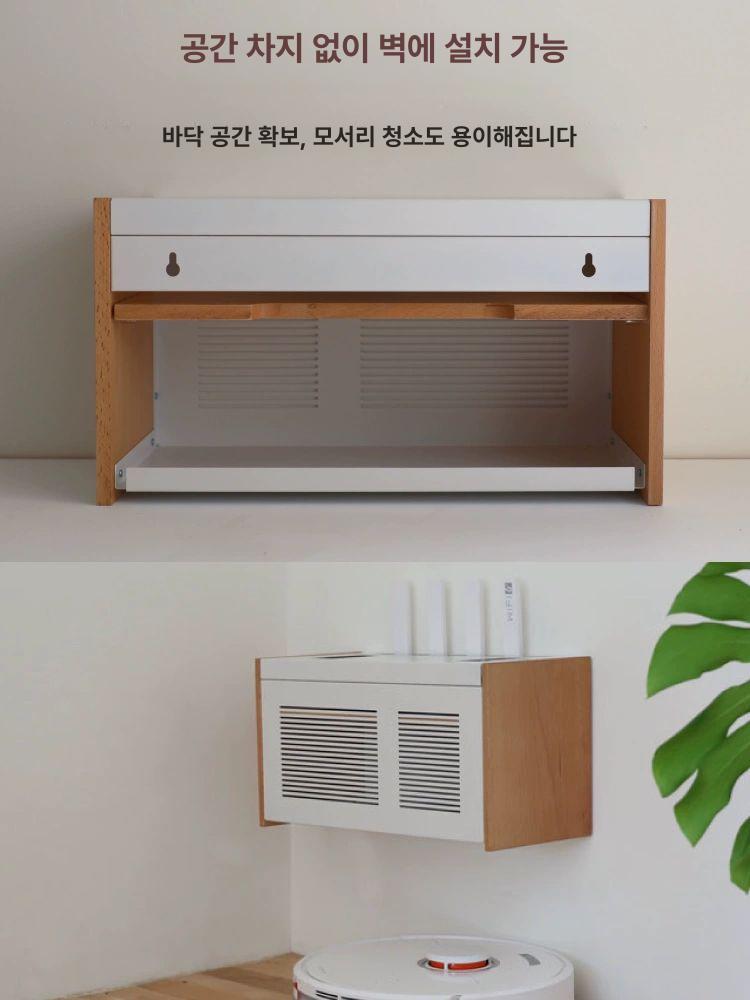 공유기수납 셋탑박스수납함 전선정리 TV용품 캐비닛 펀칭리스 셋탑박스 선반 정리함 벽걸이 - 상세 이미지 3